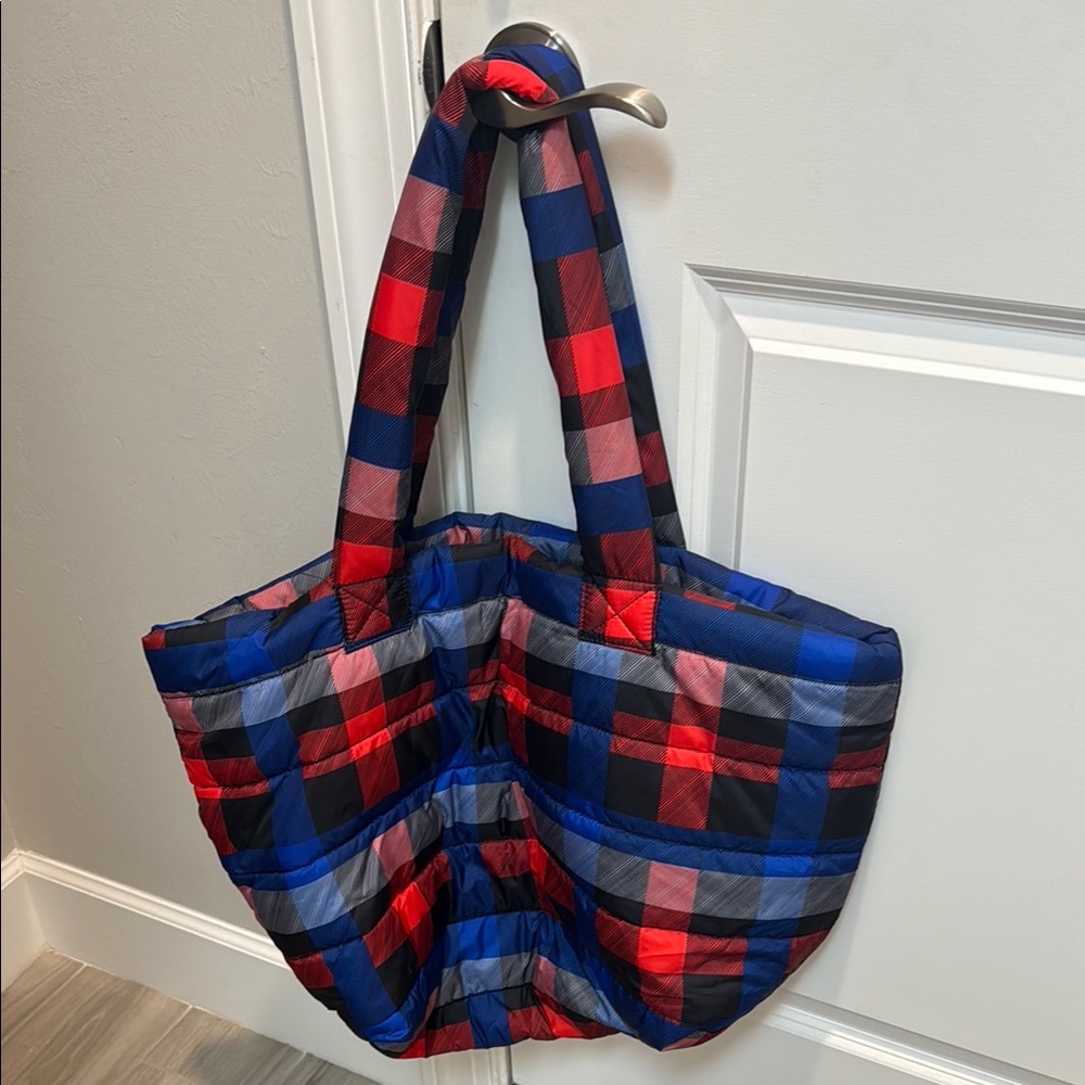 Topshop Checkered Tote Bag - Red, Blue, Black